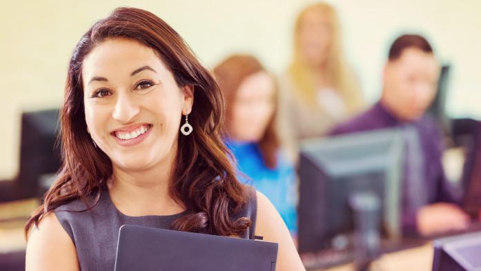 woman taking class