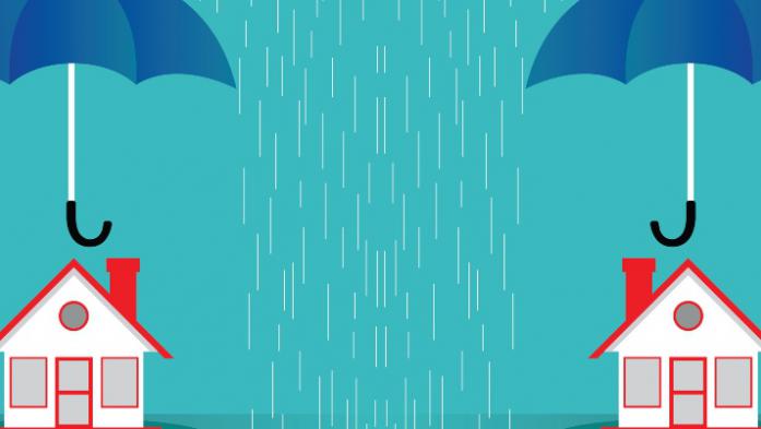 house covered by umbrella during rainstorm